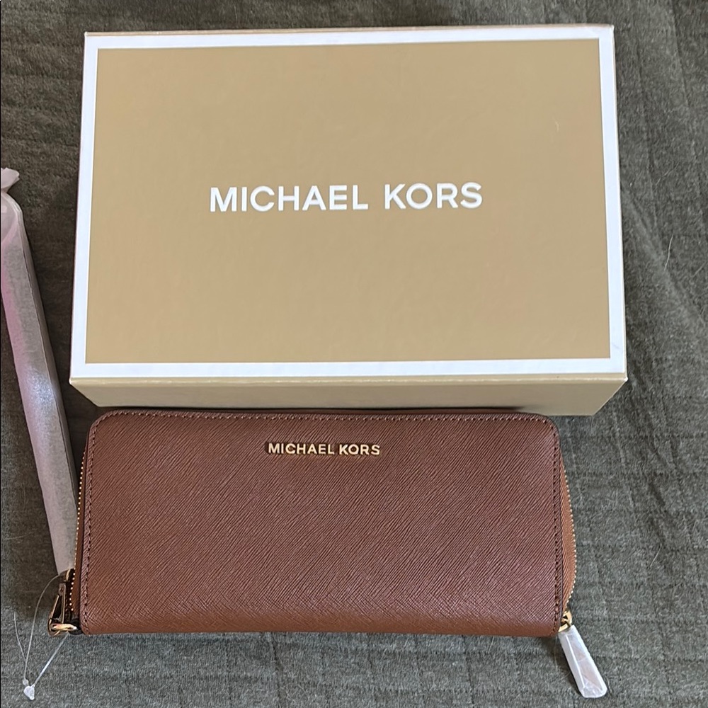 Michael Kors Tan Wallet with Gold Accents